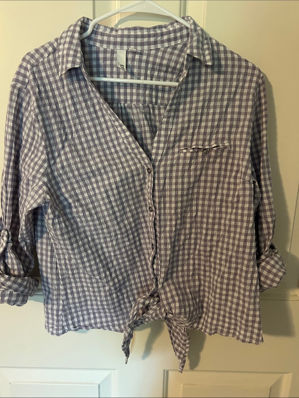 Kut From the Cloth Women’s Lavender Gingham Button-Front Shirt